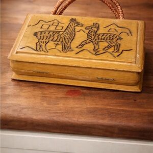 Wooden Box with Llama Engraving